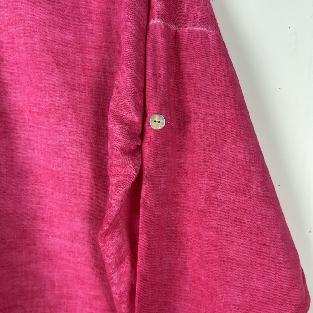PINK LONG SLEEVES 100% LINEN MADE IN ITALY TOP SLEEVES CAN BE ROLED UP EUC - Picture 2 of 8